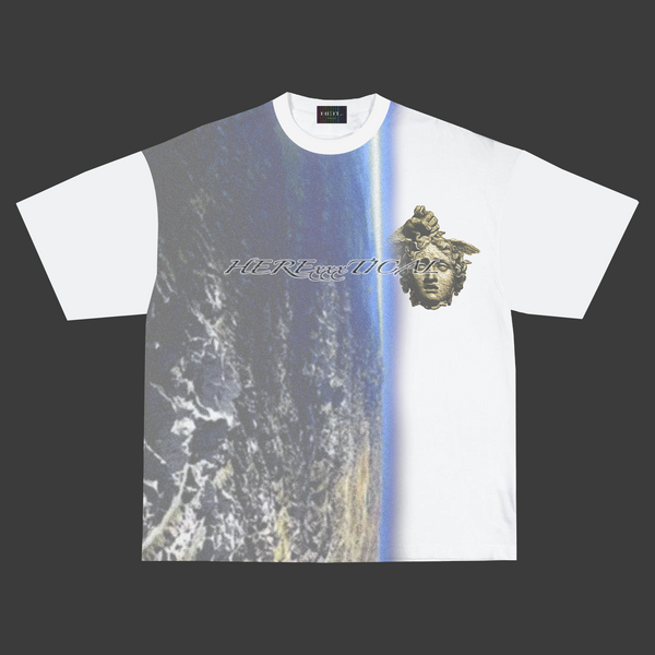 HERETICAL Medusa graphic oversized tee, front view
