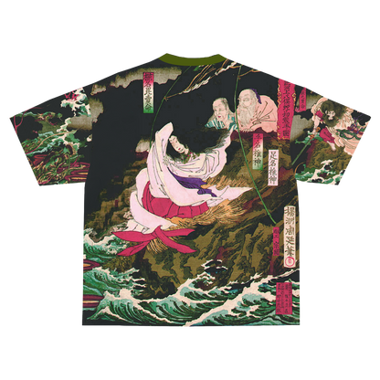 ORTHODOX Susanoo tee, back view — ukiyo-e print