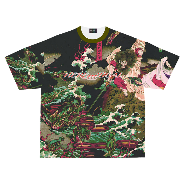 ORTHODOX Susanoo all-over print oversized tee, front view